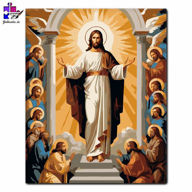 Auferstehung von Jesus mit Engeln | Malen nach Zahlen-Zahlmaler.de