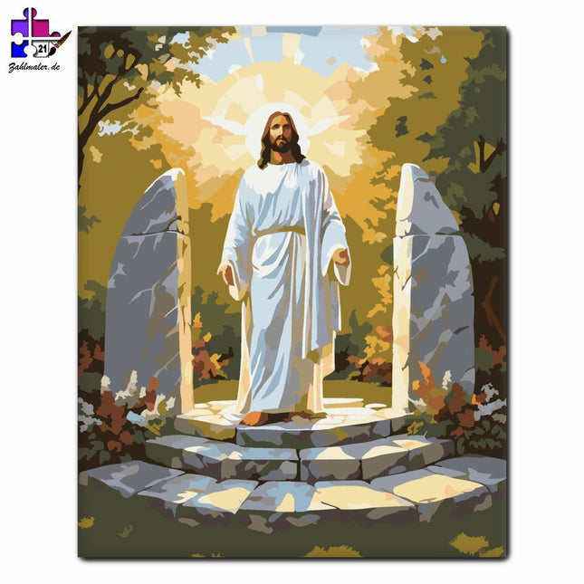 Die Auferstehung von Jesus im Garten | Malen nach Zahlen-Zahlmaler.de