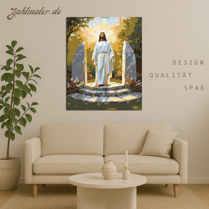 Die Auferstehung von Jesus im Garten | Malen nach Zahlen-Zahlmaler.de