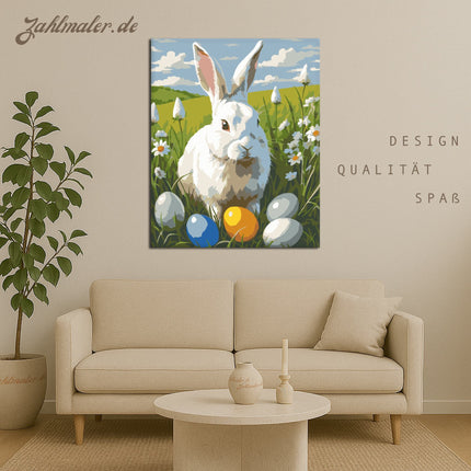 Osterhase mit bunten Eiern | Malen nach Zahlen-Zahlmaler.de