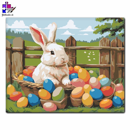 Hase mit bunten Eiern | Malen nach Zahlen-Zahlmaler.de