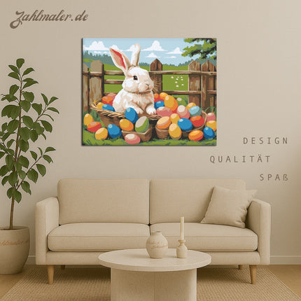 Hase mit bunten Eiern | Malen nach Zahlen-Zahlmaler.de