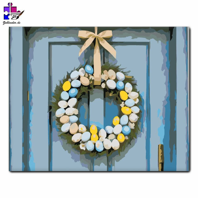 Osterkranz mit bemalten Eiern | Malen nach Zahlen-Zahlmaler.de