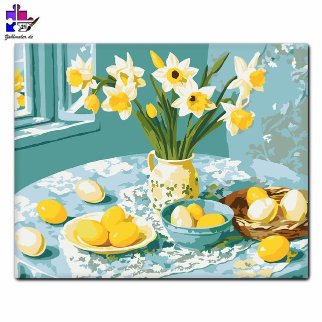 Osterstillleben mit Narzissen | Malen nach Zahlen-Zahlmaler.de
