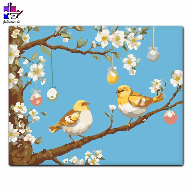 Ostereier und Vögel | Malen nach Zahlen-Zahlmaler.de