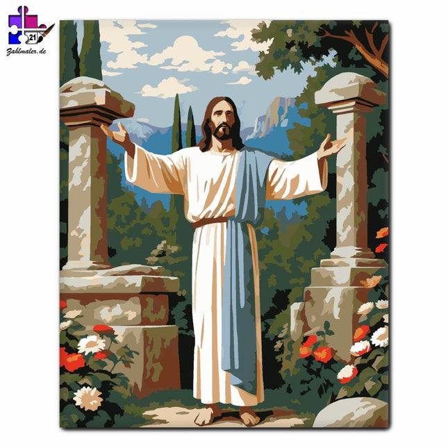 Jesus im Garten | Malen nach Zahlen-Zahlmaler.de