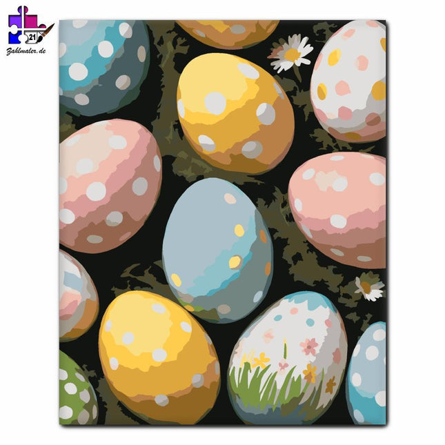 Gemusterte Ostereier in Mohaágy | Malen nach Zahlen-Zahlmaler.de