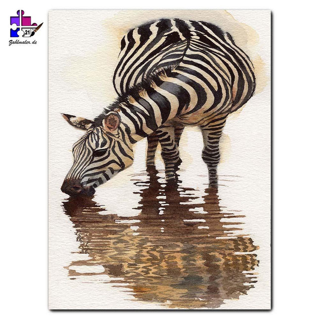 Das durstige Zebra 2 | Malen nach Zahlen-Zahlmaler.de
