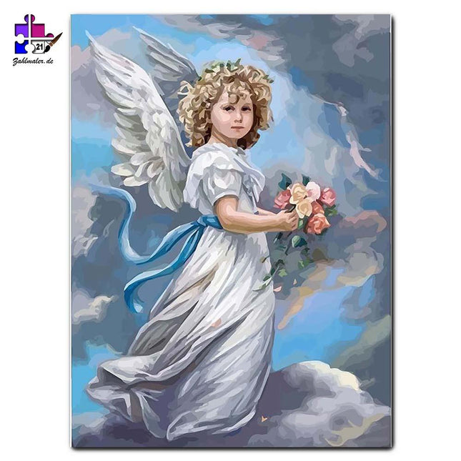 Das Engelchen in den Wolken | Malen nach Zahlen-Zahlmaler.de