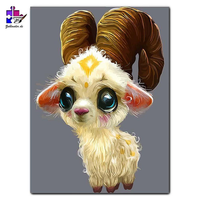 Das Fabelwesen mit den Hörnern | Malen nach Zahlen-Zahlmaler.de