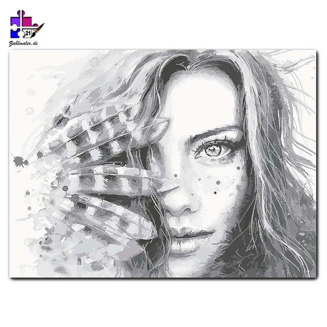 Das Indianermädchen gezeichnet | Malen nach Zahlen-Zahlmaler.de