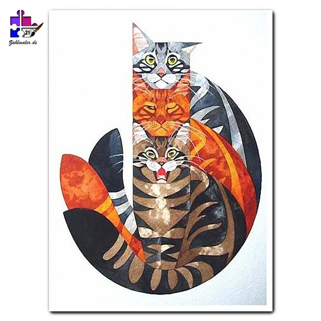 Das Kätzchen-Trio | Malen nach Zahlen-Zahlmaler.de