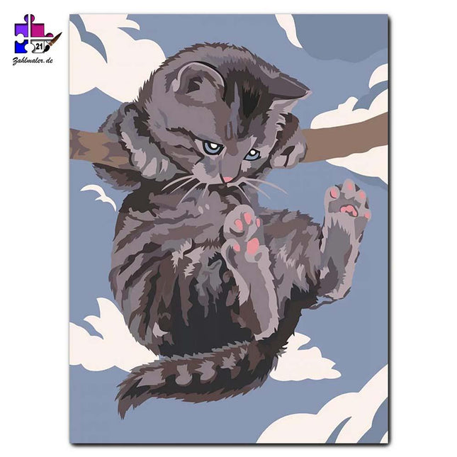 Das kleine Kätzchen in Not | Malen nach Zahlen-Zahlmaler.de