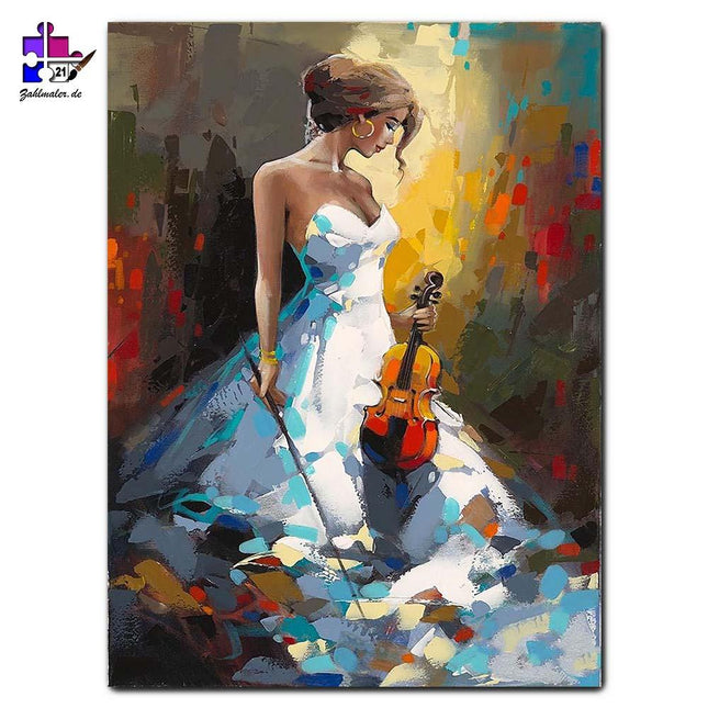 Das Mädchen mit der Violine | Malen nach Zahlen-Zahlmaler.de