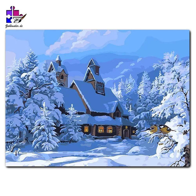 Das verschneite Jagdschloss - Perspektive | Malen nach Zahlen-Zahlmaler.de