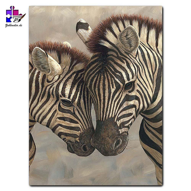 Das Zebra Pärchen | Malen nach Zahlen-Zahlmaler.de