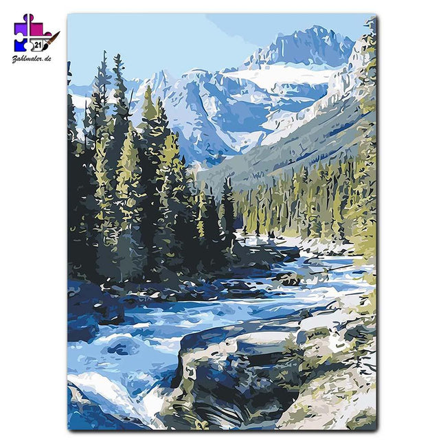 Der Bach in den Bergen | Malen nach Zahlen-Zahlmaler.de