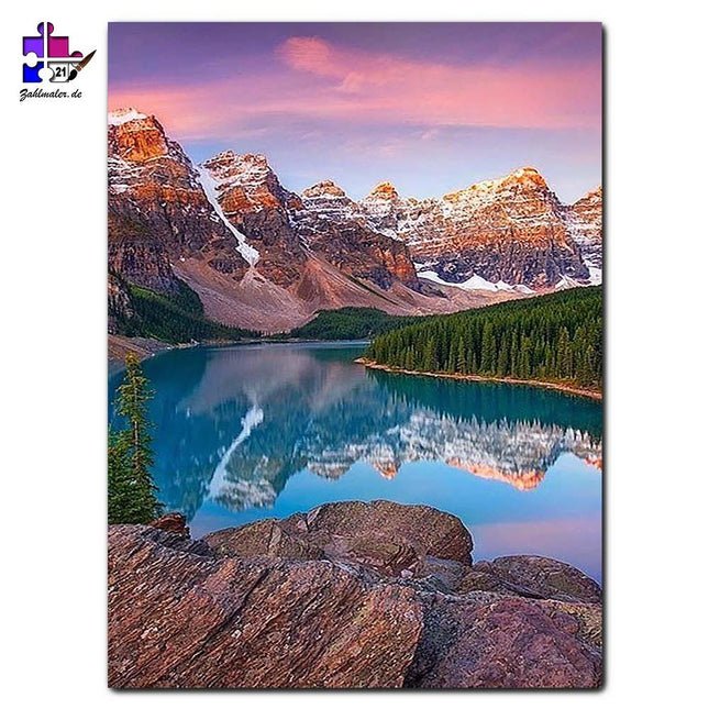 Der blaue See in den Bergen 2 | Malen nach Zahlen-Zahlmaler.de