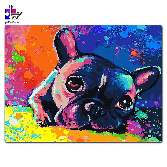 Der bunte kleine Welpe | Malen nach Zahlen-Zahlmaler.de