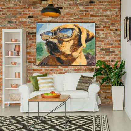 Der coole Hund und seine Sonnenbrille | Malen nach Zahlen-Zahlmaler.de