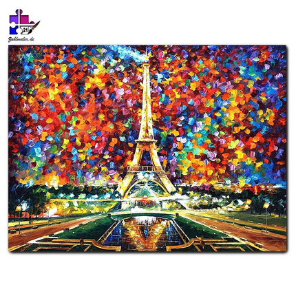 Der Eiffelturm im abstrakten Lichtspiel | Malen nach Zahlen-Zahlmaler.de