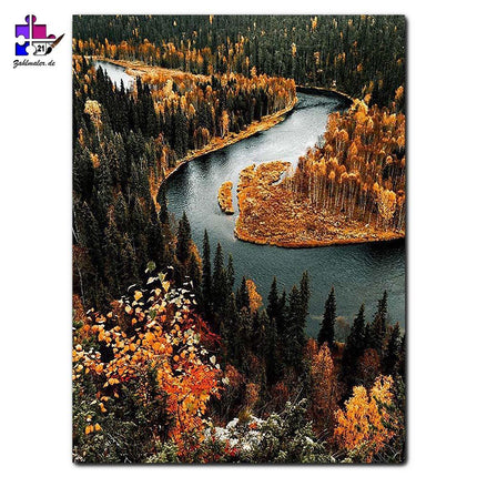 Der Fluss durch den Herbst | Malen nach Zahlen-Zahlmaler.de