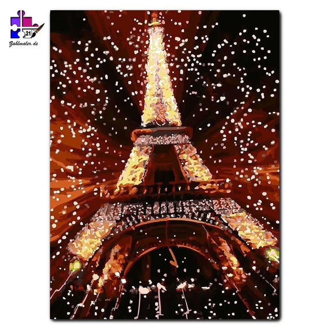 Der glitzernde Eiffelturm | Malen nach Zahlen-Zahlmaler.de