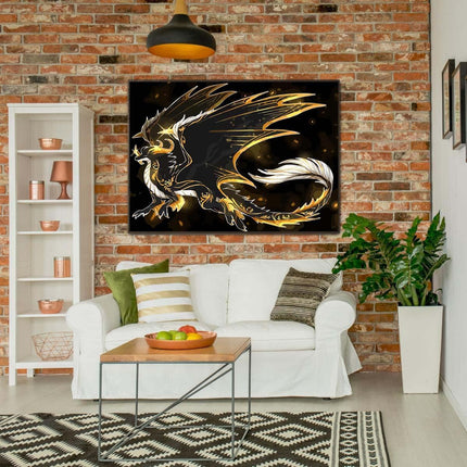 Der goldene Drachen auf schwarz | Malen nach Zahlen-Zahlmaler.de