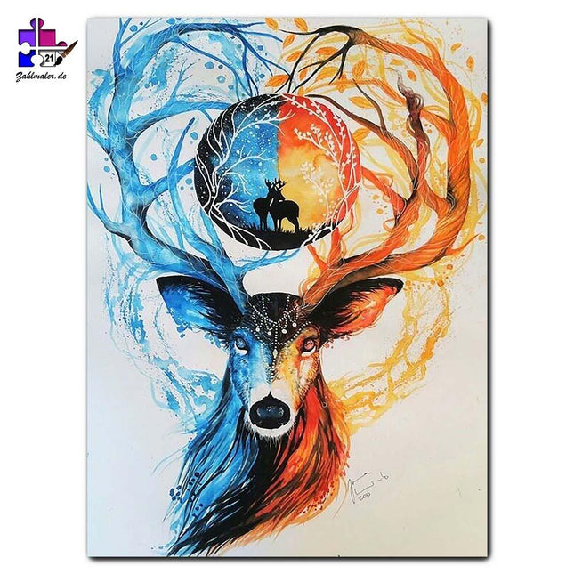 Der Hindu Zauberhirsch | Malen nach Zahlen-Zahlmaler.de