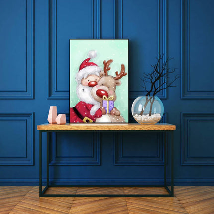 Der kleine Rudolf bekommt sein Weihnachtsgeschenk | Malen nach Zahlen-Zahlmaler.de