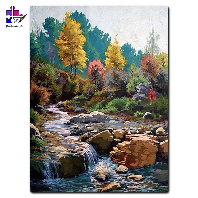 Der kleine Wasserfall | Malen nach Zahlen-Zahlmaler.de