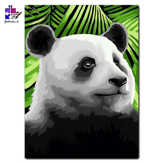 Der Panda und seine Bambusblätter | Malen nach Zahlen-Zahlmaler.de