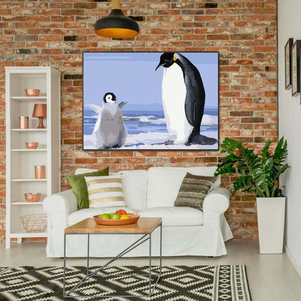 Der Pinguinsohn und sein Vater | Malen nach Zahlen-Zahlmaler.de