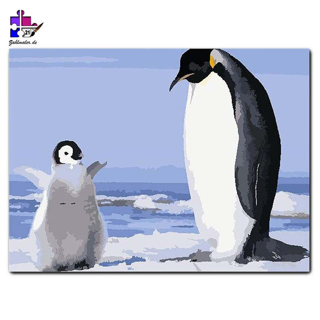 Der Pinguinsohn und sein Vater | Malen nach Zahlen-Zahlmaler.de