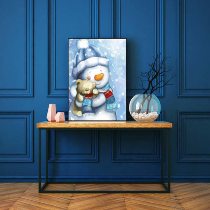 Der Schneemann und sein Teddybär | Malen nach Zahlen-Zahlmaler.de
