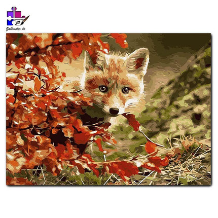 Der schüchterne Fuchs im Herbst | Malen nach Zahlen-Zahlmaler.de