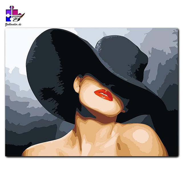 Der schwarze Sommerhut | Malen nach Zahlen-Zahlmaler.de