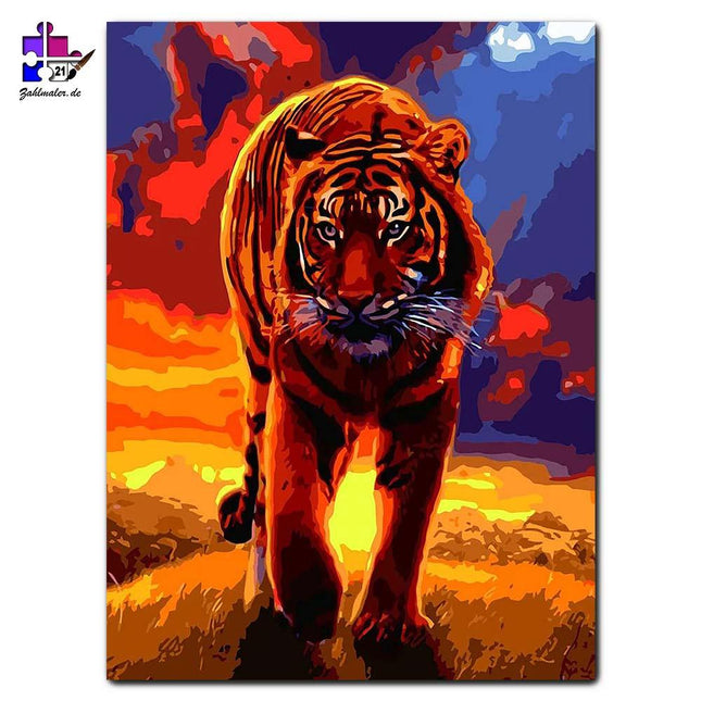 Der Tiger im Mondschein | Malen nach Zahlen-Zahlmaler.de