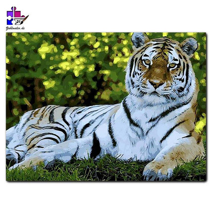 Der Tiger unter den Bäumen | Malen nach Zahlen-Zahlmaler.de