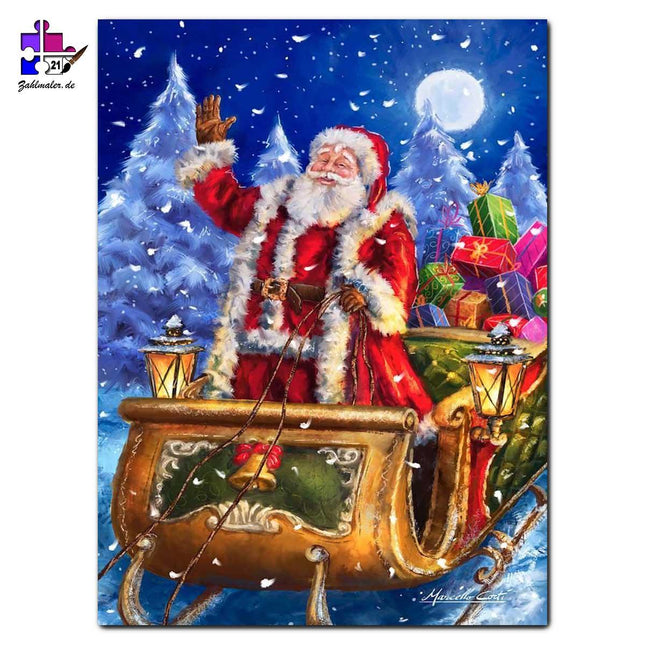 Der Weihnachtsmann und seine Geschenke | Malen nach Zahlen-Zahlmaler.de
