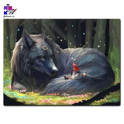 Der Zauberwolf und Rotkäppchen | Malen nach Zahlen-Zahlmaler.de
