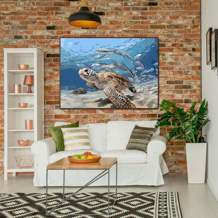 Die australische Schildkröte unter Wasser | Malen nach Zahlen-Zahlmaler.de