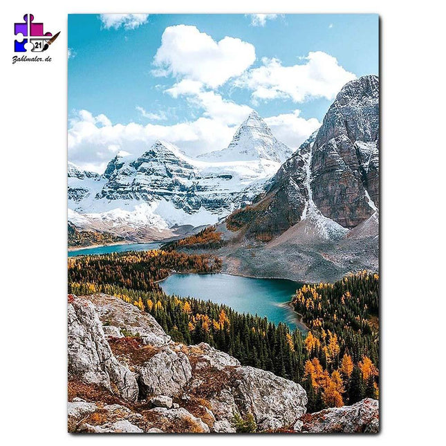 Die blauen Seen in den Bergen | Malen nach Zahlen-Zahlmaler.de