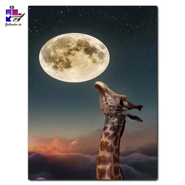 Die Giraffe und der Mond | Malen nach Zahlen-Zahlmaler.de
