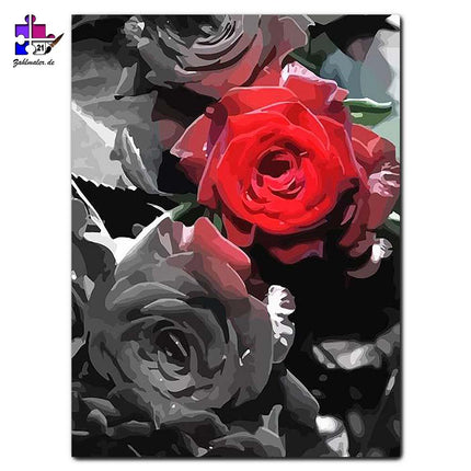 Die glühende Rose der Liebe - schwarz-weiß | Malen nach Zahlen-Zahlmaler.de