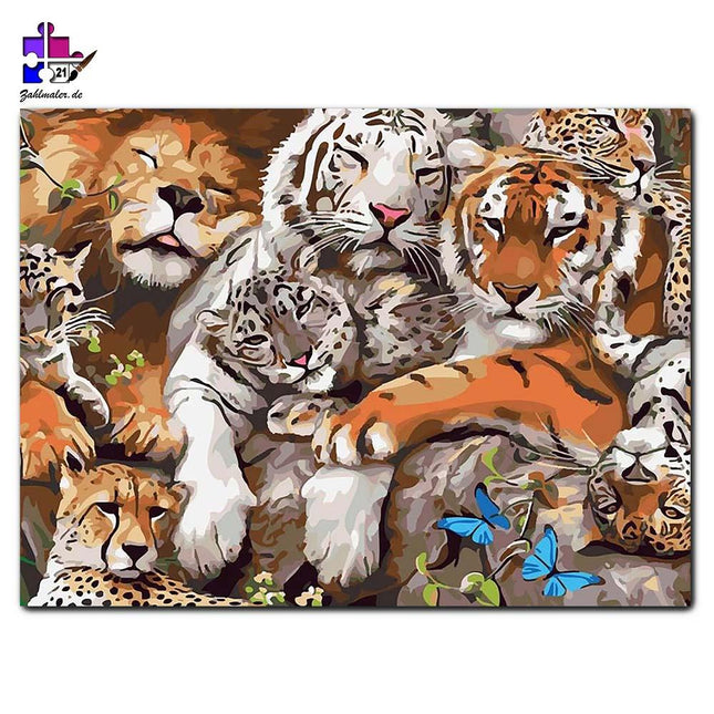 Die Große Familie der Raubkatzen | Malen nach Zahlen-Zahlmaler.de