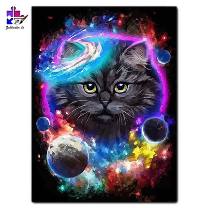 Die Katze mit kosmischen Kräften | Malen nach Zahlen-Zahlmaler.de