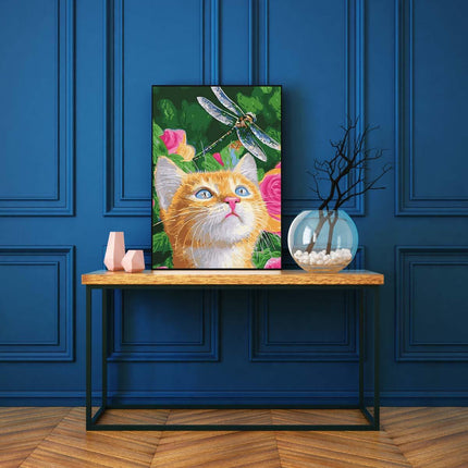 Die Katze und die Libelle | Malen nach Zahlen-Zahlmaler.de