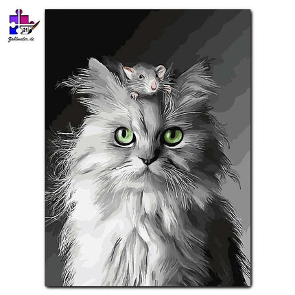 Die Katze und die Maus | Malen nach Zahlen-Zahlmaler.de