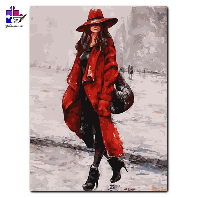 Die rote Frau | Malen nach Zahlen-Zahlmaler.de